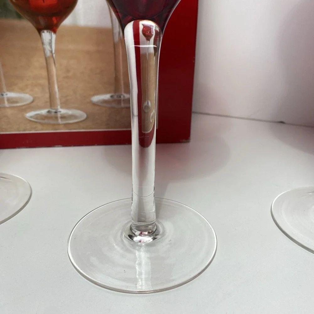 VTG Glass Tea, Light Holders Set Of 3 Red‎ Luster Finish RubyRed Christmas Decor